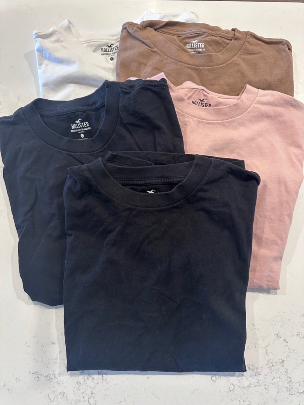 Bundle of 5 Hollister Relaxed Heavyweight Crew Neck Tees